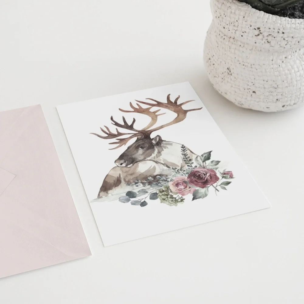 Moose Elk Deer Watercolor Wall Art Print Poster UNFRAMED - Picture 6 of 10